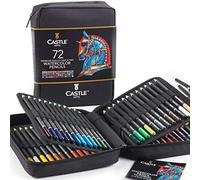 Castle Art Supplies Set 72 Matite Acquerellabili in Custodia Cernierata | Pigmenti Vibranti per Mescolanze, Disegni e Dipinti | Per Professionisti e Hobbisti Adulti | In Custodia da Viaggio in Tessuto