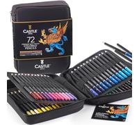 Castle Art Supplies - Set con cerniera lampo contenente 72 matite colorate, custodia facile per conservare e proteggere le matite colorate