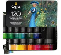 Castle Art Supplies Set di 120 Matite Acquerellabili | Pigmenti Vibranti | Disegna e Dipingi allo Stesso Tempo | Per Artisti Adulti e Professionisti | Cofanetto di Metallo