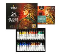 Castle Art Supplies Set di 24 colori acrilici da 12 ml, set per principianti o artisti adulti, colori intensi di alta qualità, lisci da usare su una vasta gamma di superfici (nuova formula migliorata)