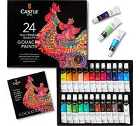 Castle Art Supplies Set di colori a guazzo, 24 x 12 ml, colori brillanti, opachi, a base d'acqua, versatili, facili da usare per artisti adulti, principianti e professionisti, in scatola di