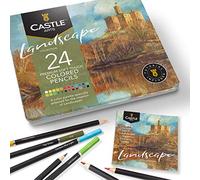 Castle Arts, set di 24 matite colorate, colori perfetti per 'Paesaggio'. Set di matite da disegno, schizzi, matite da disegno...