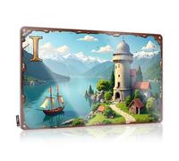 Castle By The Lake: A Serene Mountain Retreat riutilizzabile chic - Country Stuff, decorazione artistica da parete (20 x 30 cm)