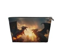 Castle Cool Fire Dragon - Trousse da viaggio per cosmetici, trousse da viaggio per cosmetici, borsa per il trucco da donna, in pelle, organizer per trucchi, Argento, Taglia unica