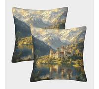 Castle Landscape-Fantasy Medieval Scenery Federe Cuscini Per Divano Decorativa Available All Seasons Fodere Cuscino Set 2 Pezzi Moderni Da Letto Per Salotto 45x45cm