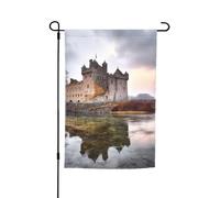 Castle Near Lake Stones Bandiere per esterni 30,5 x 45,7 cm Stampa su entrambi i lati Bandiera da giardino Bandiere per esterni Bandiera per vacanze Bandiera con occhielli Bandiera da cortile per casa