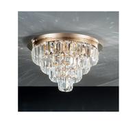 CASTLE PLAFONIERA ELEGANTE D40 CM ORO O CROMO CON PENDENTI IN CRISTALLO ATTACCO 9XG9