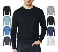 Castle Point Maglione Pullover da Uomo in Cotone 100%, Girocollo, Nero, S