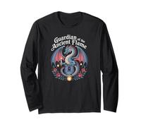 Castlecore Drago Guardiano dell'Antica Fiamma Fantasy Art Maglia a Manica