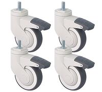 Castor 75/100mm Swivel Caster Wheels Heavy Duty Caster for Machine Equipment, M12x25 Rubber Stem Casters with Brake, Load Capacity 210kg, Set of 4,75mm-with Brake