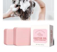 Castor Oil Organic Shampoo Bar, Olio di ricino Conditioner Bar, Naturale Nutriente e Calmante Deep per tutti i tipi di capelli, Sapone per la cura dei capelli per capelli rotti (2P)