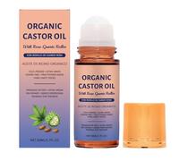 Castor Oil Rose Quartz Roller Ball Castor Oil Roll On Moisturizing Massage Applicator for Women Men Skin Care (Plastic Roller Ball)