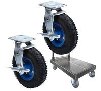 Castor With Brakes Mute Castors, Swivel Heavy Duty Industrial Wheel, 150mm 200mm 250mm, Fixed Caster, 2pcs, Replacement Foot Wheel, Trolley Transport Caster, with Screws,One Color-8" Brakes