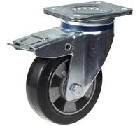 Castore Girevole/Freno 152Mm Con Gomma Elastica Nera Su Ruota In Alluminio