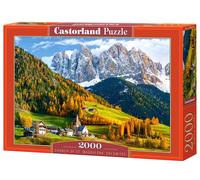 CASTORLAND 2000 Piece Jigsaw Puzzles, Church of St. Magdalena, Dolomites, Italy,