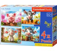 Castorland - Puzzle 4v1 Animali carini - 1-39 Pezzi