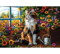 Castorland - Puzzle Meditazione del gatto in fiore - 1000 Pezzi