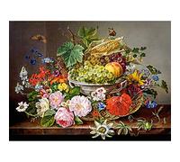 Castorland - Puzzle Natura morta con fiori e cesto di frutta - 2000 Pezzi