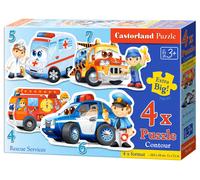 Castorland - Puzzle Servizi di soccorso 4v1 - 1-39 Pezzi