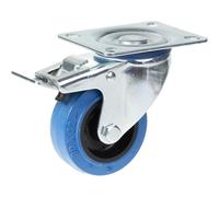 Castoro Girevole/Freno 80mm Con Goma Elastica Blu Su Ruota In Nylon