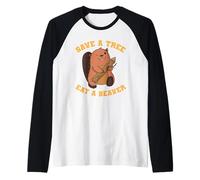 Castoro Salva Un Albero Mangia Castoro Maglia con Maniche Raglan