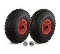 Castors Wheels - Set 2 Ruote Antiforatura 260x85 mm in Gomma Piena, Solide, Senza Camera d’Aria, Assale 20 mm, Portata Max 160 kg - Ruote Carriola, Carrello, Carrellino da Trasporto - Con Rondelle