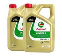 CASTROL Power 1 4T 15W-50 2-Rad Olio Motore Api Sn, Jaso MA2, 2x4 Litro