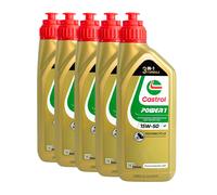 CASTROL Power 1 4T 15W-50 2-Rad Olio Motore Api Sn, Jaso MA2, 5x1 Litro