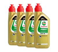 CASTROL Power 1 4T 15W-50 Olio Motore 2 Ruote API SN, JASO MA2, 4x1 Litro