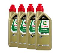 CASTROL Power 1 4T 20W-50 Olio Motore 2 Ruote API SN, JASO MA2, 4x1 Litro
