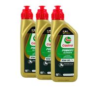 CASTROL Power 1 Ultimate 4T 10W-50 Olio Per Moto API SN, JASO MA2, 3x1 Litro