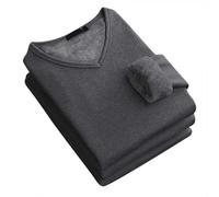 Casual Autunno Inverno Caldo Basic Top per Uomo Biancheria Intima Termica Plus Velluto Scollo a V Bottoming Camicia Addensata Top Camicetta da Uomo per Indoor Outdoor Abiti da, Grigio scuro, M