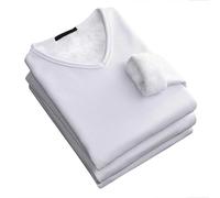 Casual Autunno Inverno Caldo Basic Top per Uomo Biancheria Intima Termica Plus Velluto Scollo a V Bottoming Camicia Addensata Top Camicetta da Uomo per Indoor Outdoor Abiti da, bianco, 3XL