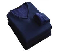 Casual Autunno Inverno Caldo Basic Top per Uomo Biancheria Intima Termica Plus Velluto Scollo a V Bottoming Camicia Addensata Top Camicetta da Uomo per Indoor Outdoor Abiti da, Blu, 5XL