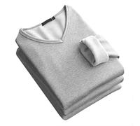 Casual Autunno Inverno Caldo Basic Top per Uomo Biancheria Intima Termica Plus Velluto Scollo a V Bottoming Camicia Addensata Top Camicetta da Uomo per Indoor Outdoor Abiti da, Grigio, M