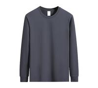 Casual Autunno Inverno Caldo Basic Top per Uomo Tinta Unita Manica Lunga Girocollo Uomo Fondo Caldo T Shirt Top Camicetta per Indoor Outdoor Abiti da Lavoro, Grigio scuro, 3XL
