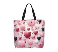Casual Borsa Shopper Heart Shaped Pattern Borsa Tote Tracolla Riutilizzabile Shopper Borsetta Per Shopping, Scuola, Regali, 40X50X15Cm