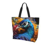 Casual Borsa Shopper Peacock Head Shopper Borsetta Riutilizzabile Borsa Tote Tracolla Per Regali, Shopping, Uso Viaggi, 40X50X15Cm