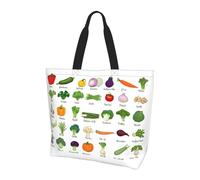 Casual Borsa Tote Bag Introduction Of Various Vegetables Borsa Tote Tracolla Impermeabile Busta Spesa Per Uso Viaggi, Scuola, Regali, 40X50X15Cm