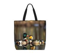 Casual Borsa Tote Bag Mallard Ducks Print Borsa Stoffa Shopper Con Tasca Interna Shopping Bag Per Regali, Uso Viaggi, Scuola, 40X50X15Cm