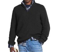Casual Business Zip Sweater da uomo, Quarter Zip Sweater da uomo, Basic maglia collo tondo da uomo (Large,Black)