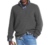Casual Business Zip Sweater da uomo, Quarter Zip Sweater da uomo, Basic maglia collo tondo da uomo (Large,Grey)