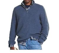 Casual Business Zip Sweater da uomo, Quarter Zip Sweater da uomo, Basic maglia collo tondo da uomo (X-Large,Blue)
