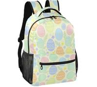 Casual Daypack look minimalista pelle pesca fodera spallacci regolabili | Modello senza cuciture dell'uovo di Pasqua pastello dell'acquerello su giallo