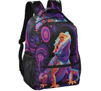 Casual Daypack look minimalista tessuto twill tessuto leggero per ragazzi, Design colorato Wyrm barbuto per gli appassionati di animali esotici, Small, Zaino