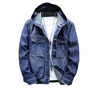 Casual Denim Giacche Con Cappuccio Uomini Hip-hop Streetwear Inverno Cotone Classico Jeans Cappotti Maschile Giacca, Blu scuro, M