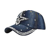 Casual Denim Retro Point Drill Washed Old Hat Solid Color Baseball Cap per uomo e donna, Blu scuro, Taglia unica