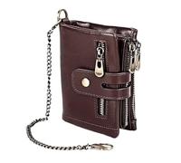 Casual Leather Men's Short Bifold Wallet Wallet Wallet Coin Pocket Men Zipper Retro Multifunction Short Wallet(Brown)