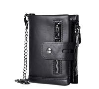 Casual Leather Men's Short Bifold Wallet Wallet Wallet Coin Pocket Zipper Multifunction RFID Anti-theft Swipe Bag