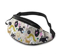 casual modello carino cani unisex con tasche regolabili con cerniera cintura borse sportive borsa da corsa mantenersi in forma con esercizio jogging, escursionismo all'aperto allen